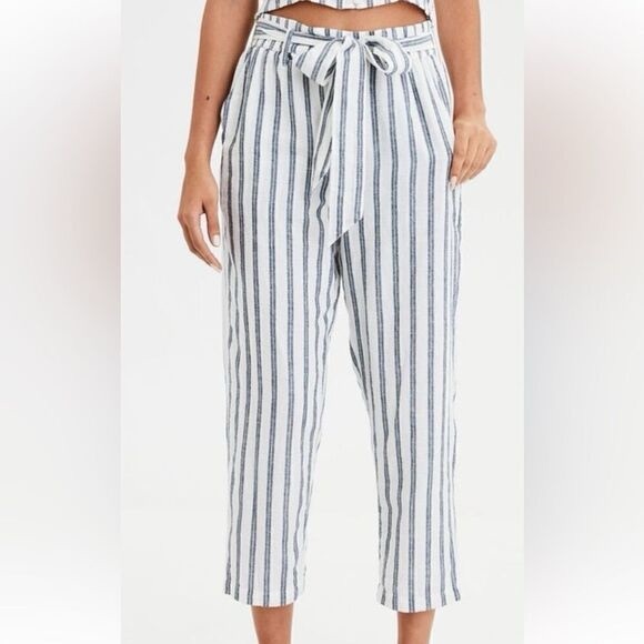 American Eagle Linen Striped Pants MEDIUM - Picture 1 of 6